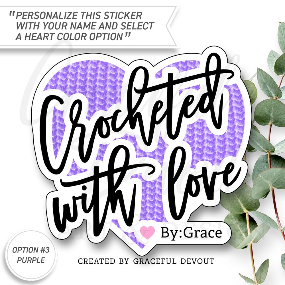 Crocheted With Love - 2" (inches)(48ct.) Stickers - Picture 4 of 8